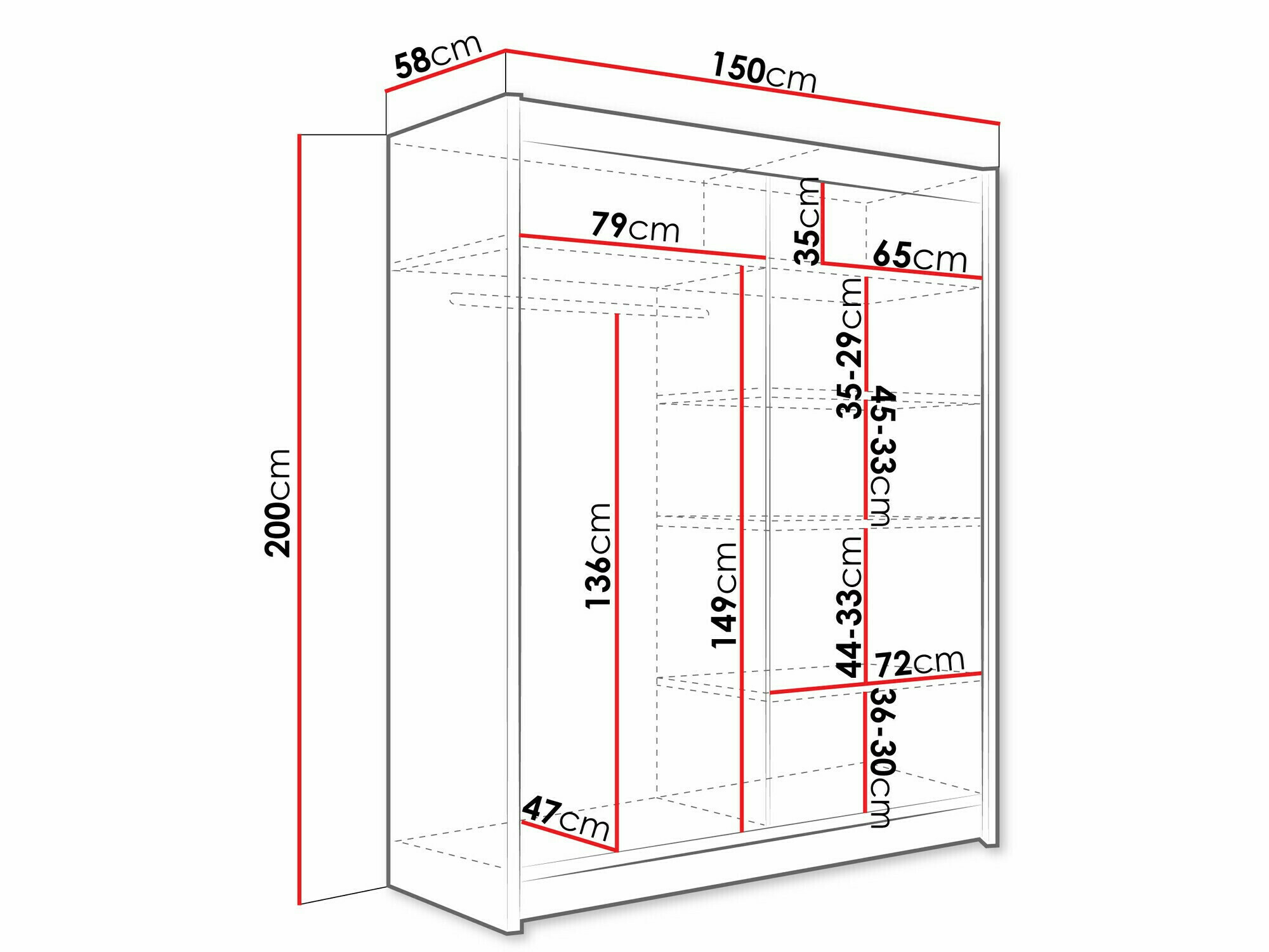 Kledingkast Closico 136 (Kasjmier)
