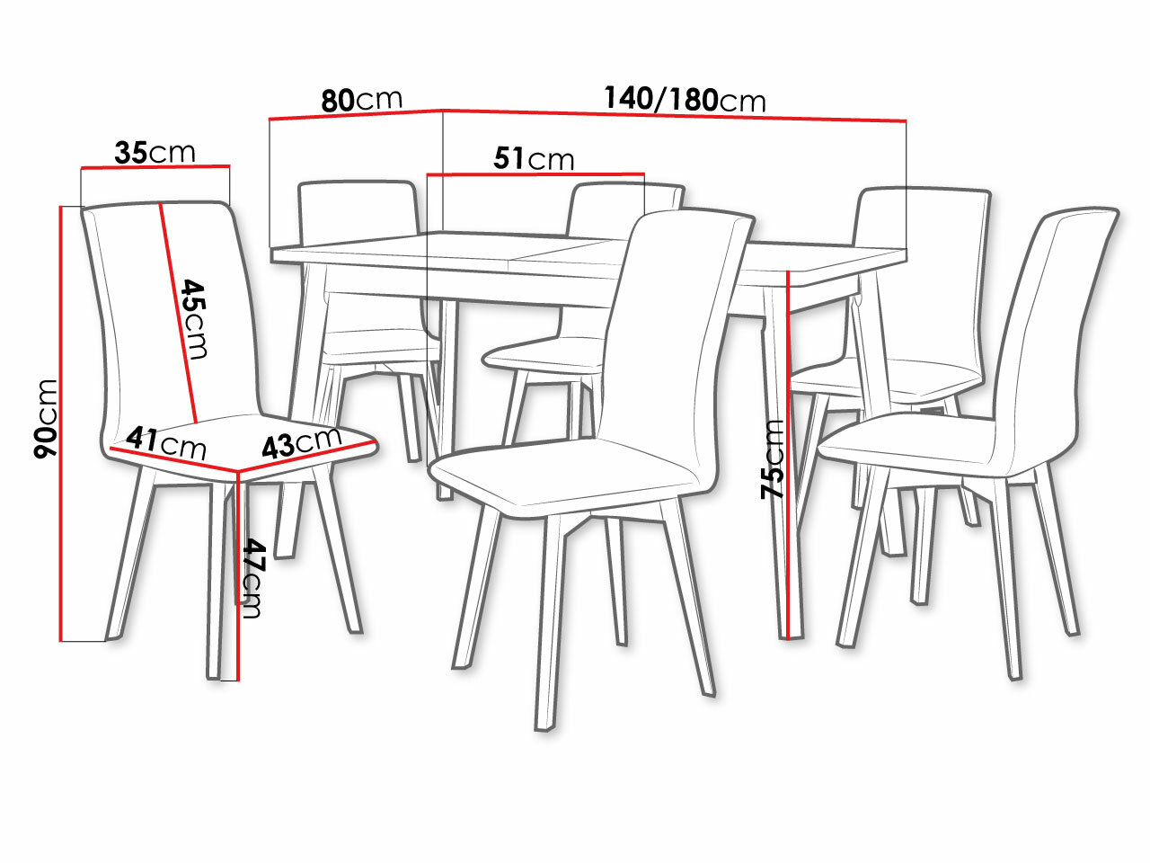 Eetkamerset Victorville 335 (Wit)