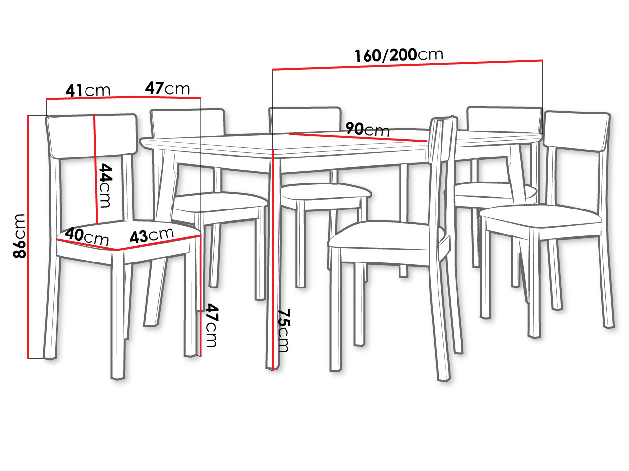Eetkamerset Victorville 350 (Wit)