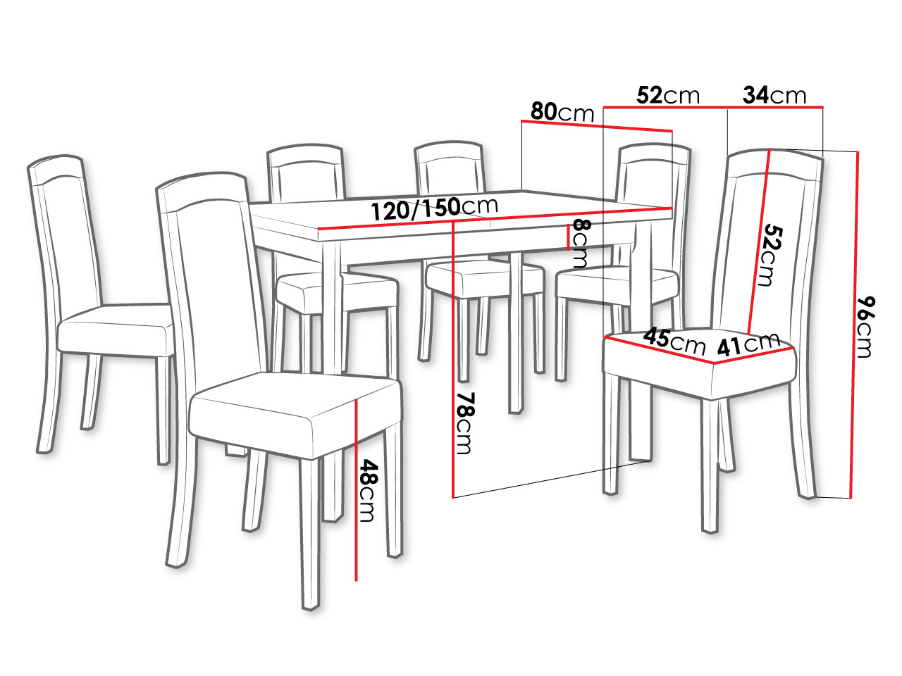 Eetkamerset Victorville 351 (Notenhout)