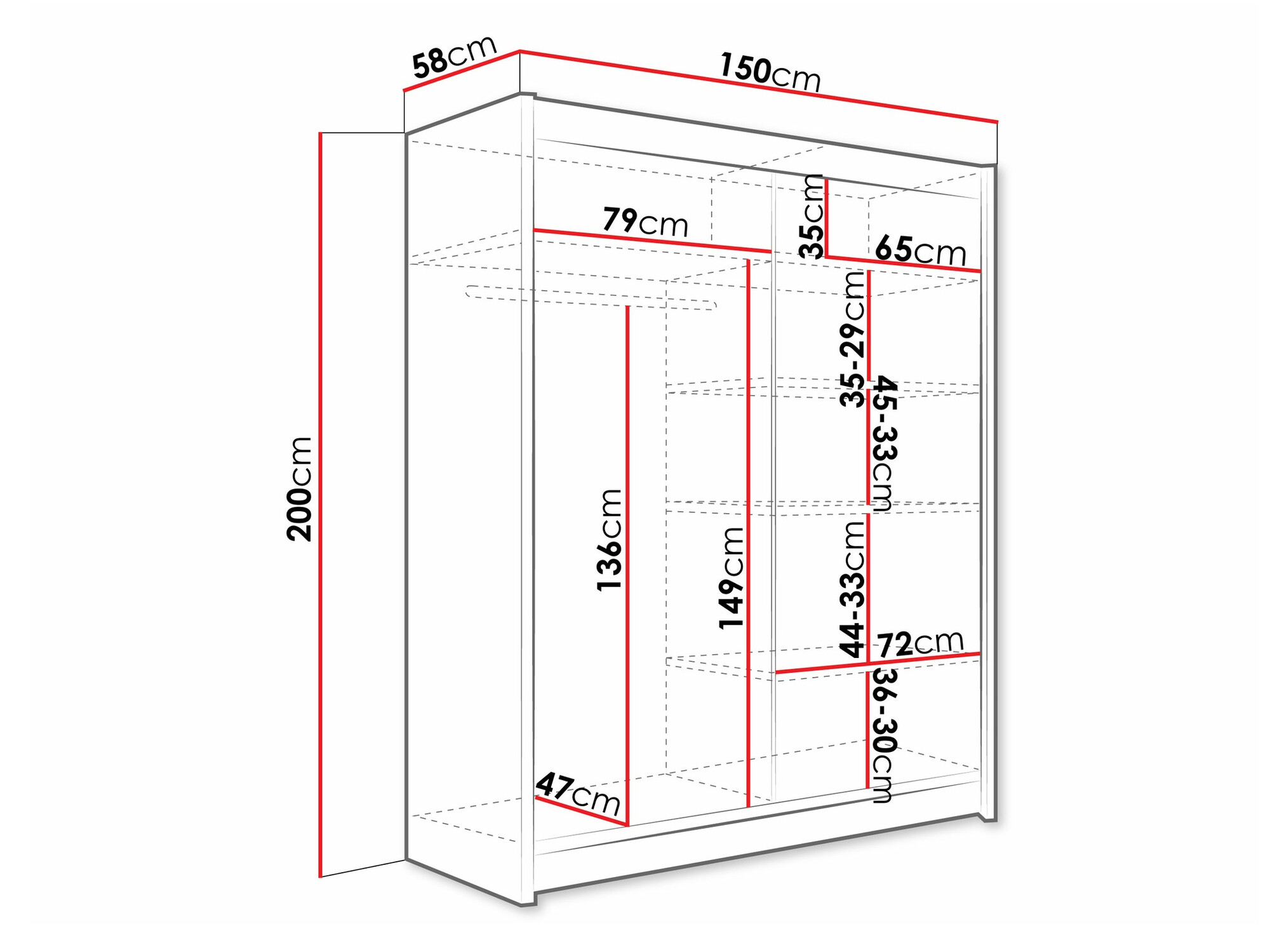 Kledingkast Closico 135 (Wit)
