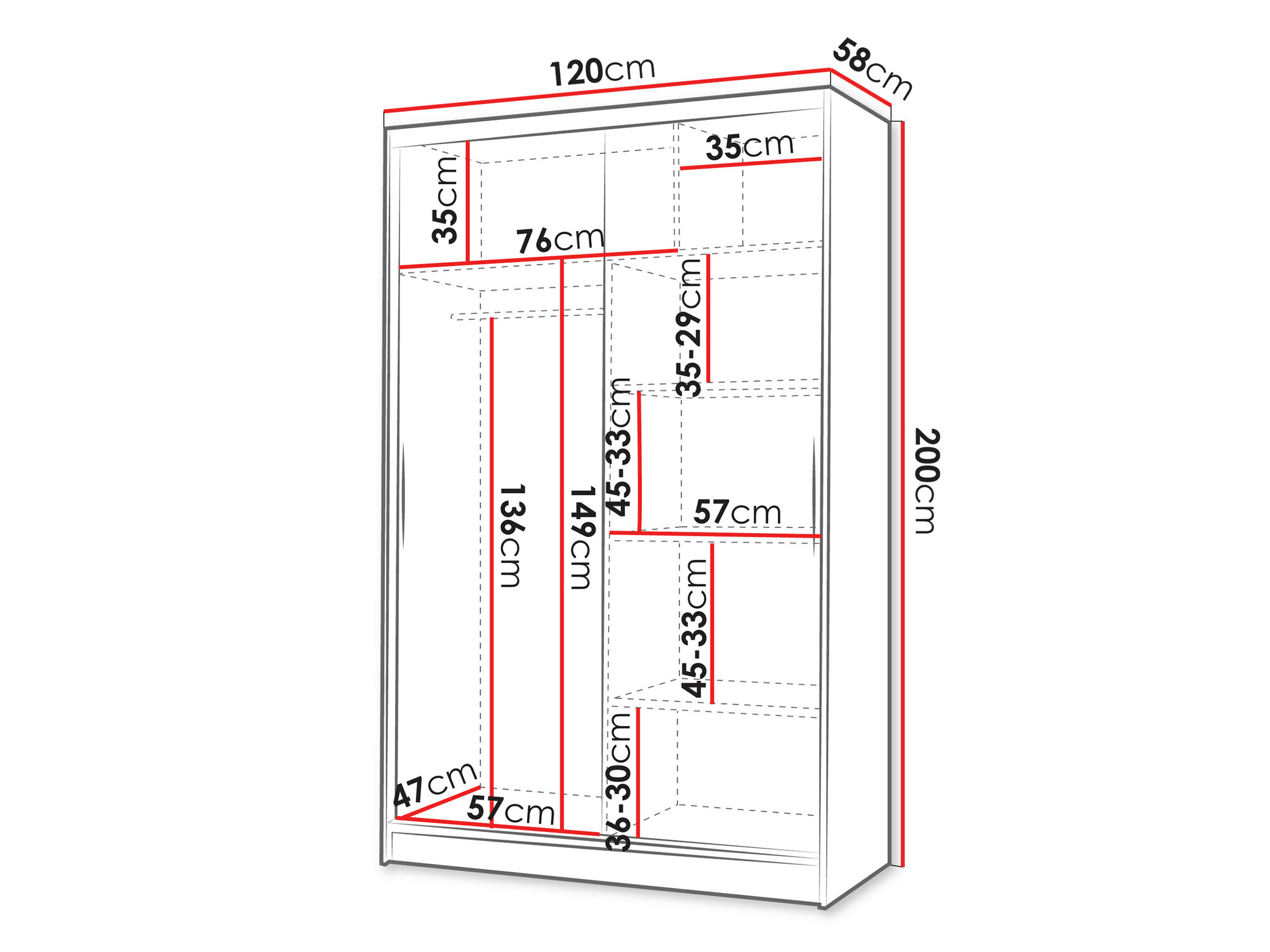 Kledingkast Closico 151 (Wit + Artisan eiken)