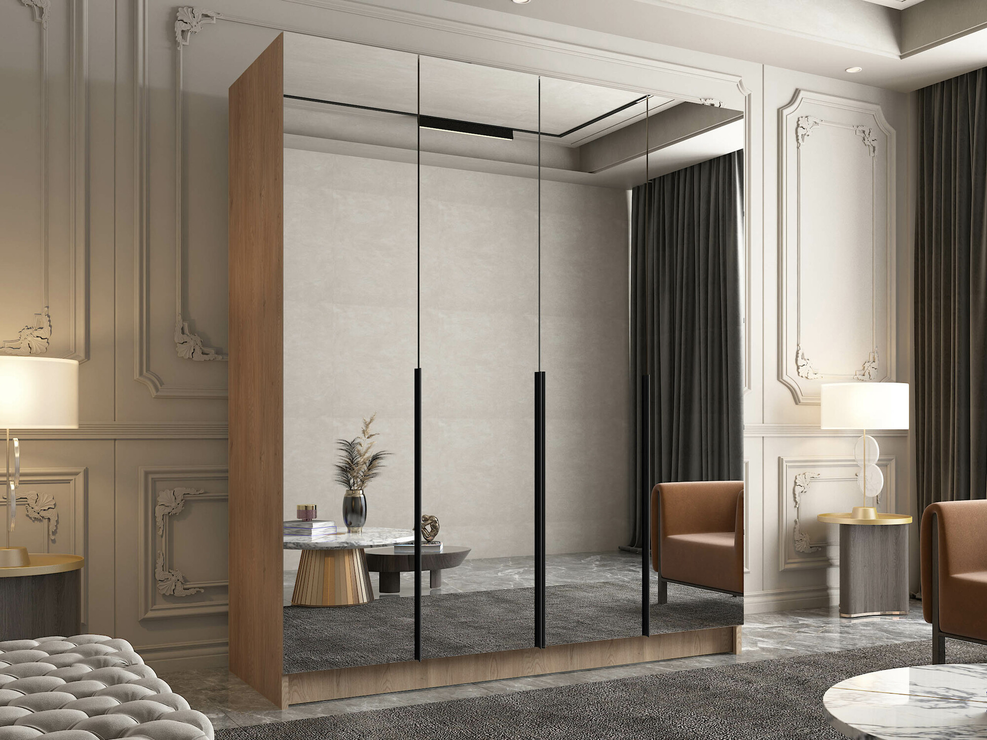 Kledingkast Closico 190 (Licht hout + Zwart)