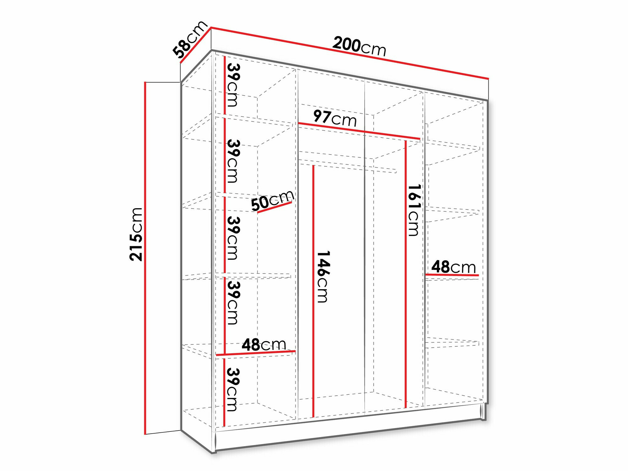 Kledingkast Closico 192 (Licht hout + Gouden)