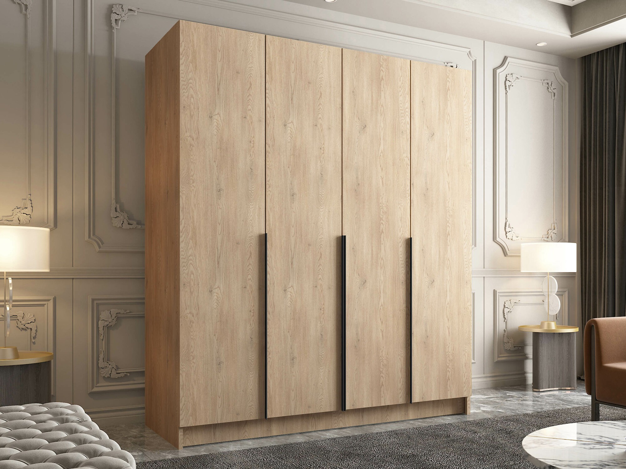 Kledingkast Closico Navor I (Licht hout + Zwart)