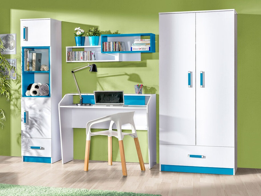De reeks van de kinderkamer Sorviru 106 (Wit + Turquoise)