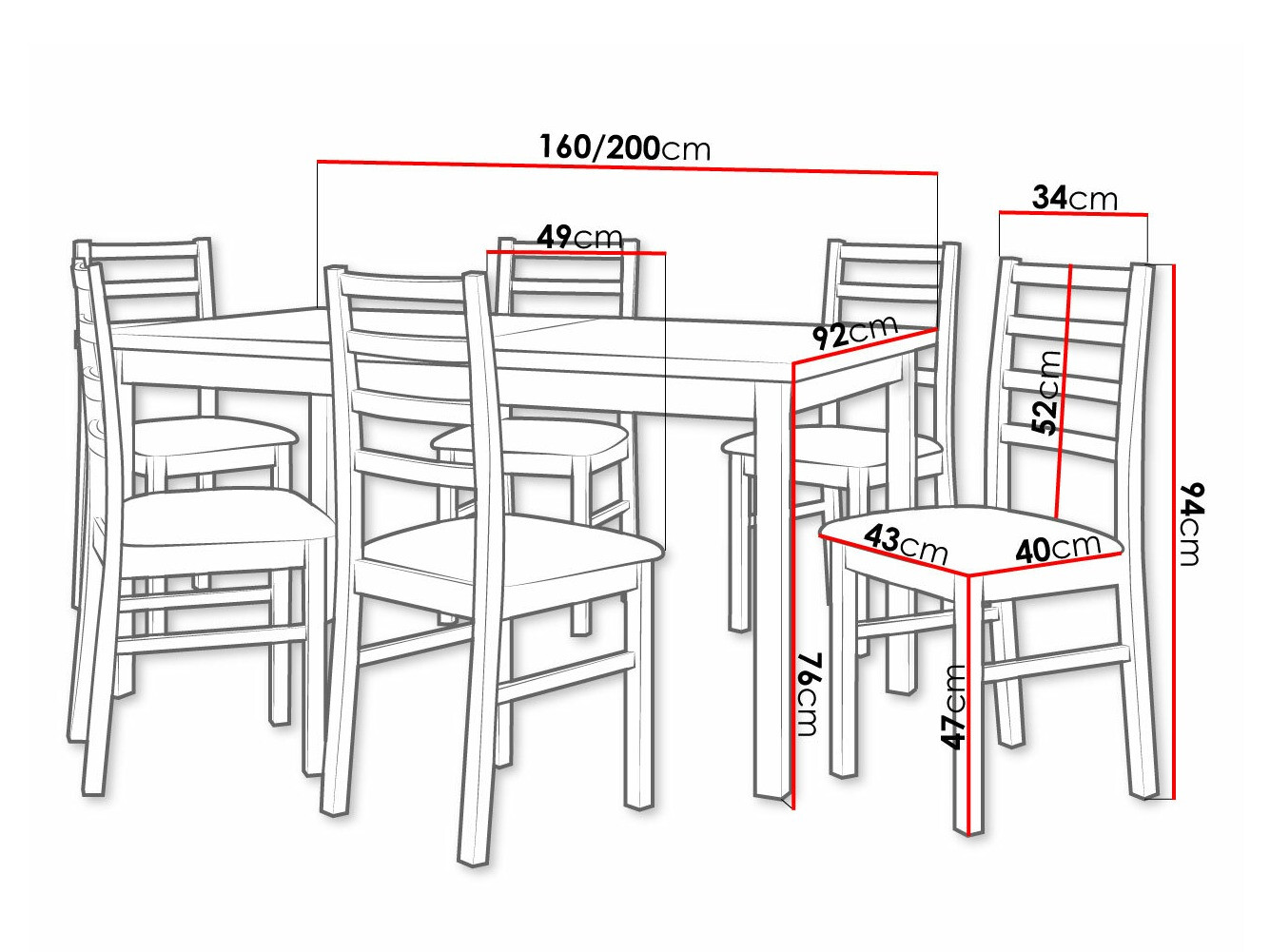 Eetkamerset Victorville 261 (Moer)