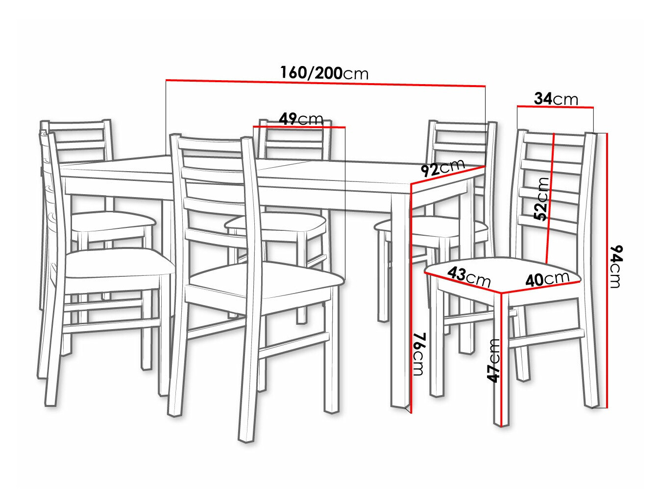 Eetkamerset Victorville 261 (Moer)