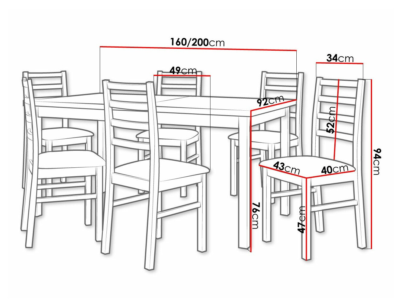 Eetkamerset Victorville 261 (Sonoma eik)