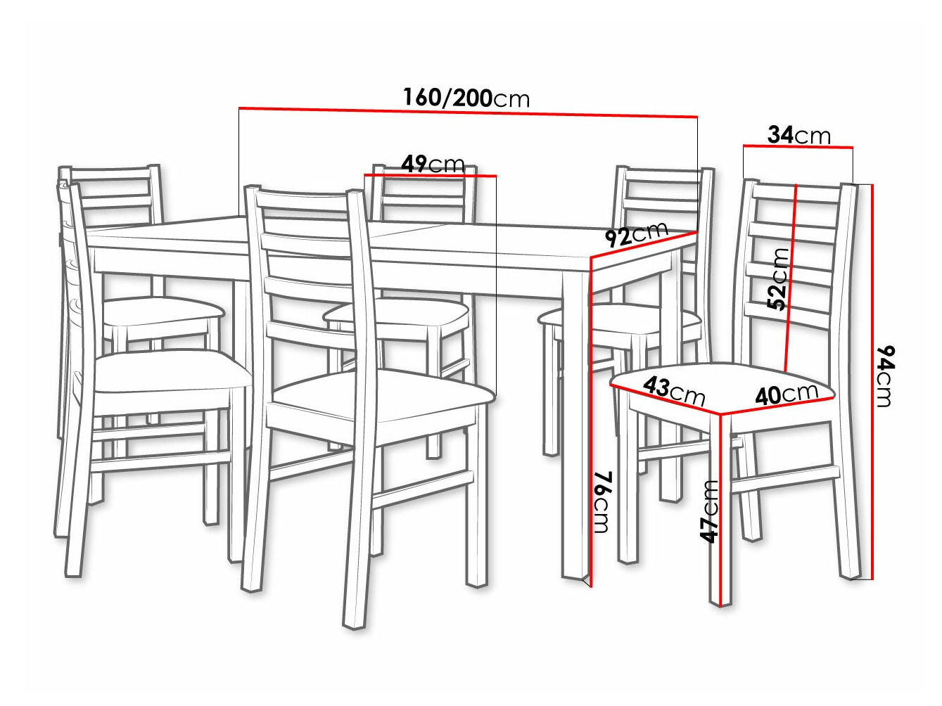 Eetkamerset Victorville 261 (Wit)
