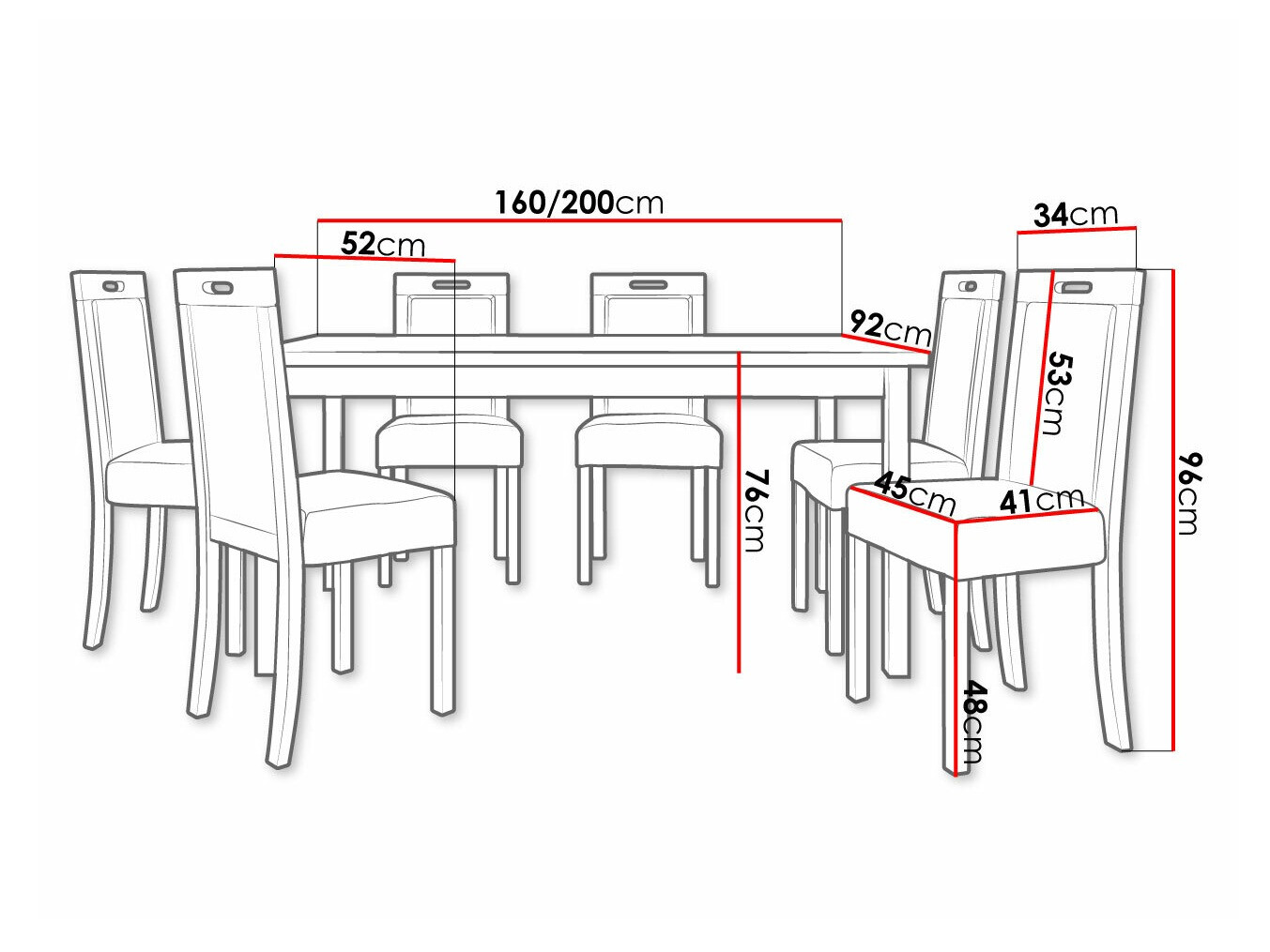 Eetkamerset Victorville 262 (Moer)