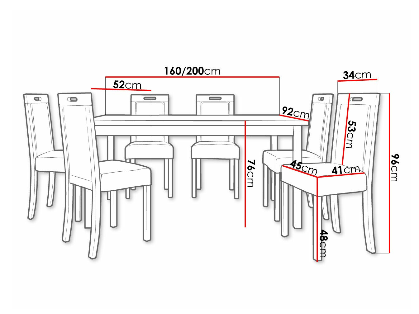 Eetkamerset Victorville 262 (Moer)