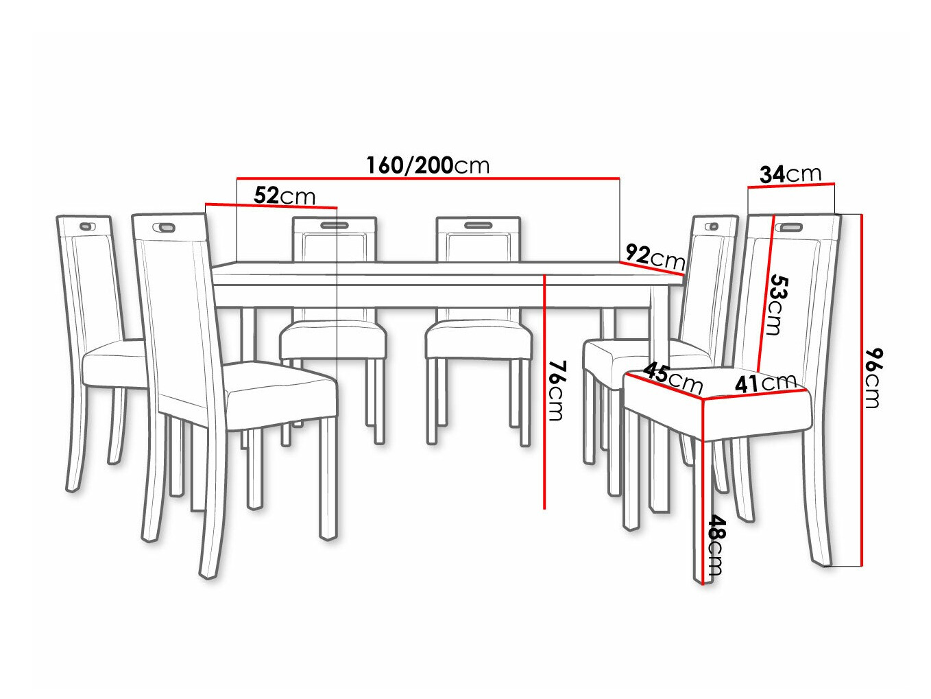 Eetkamerset Victorville 262 (Wit)