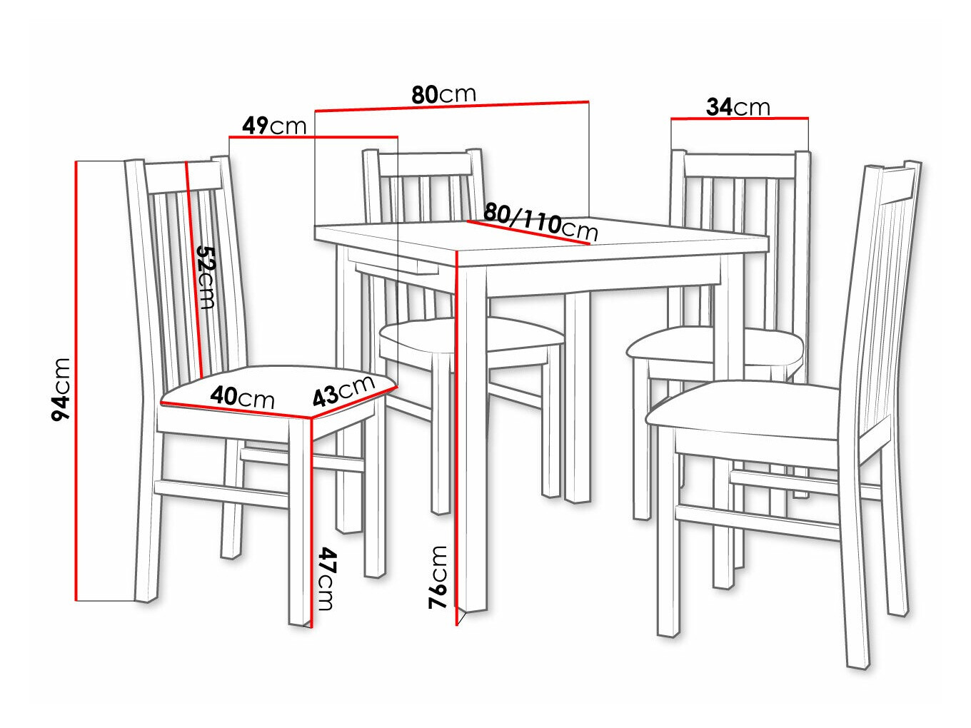 Eetkamerset Victorville 263 (Moer)
