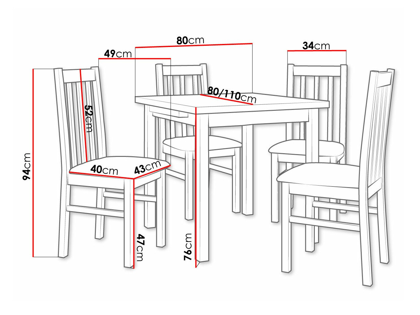 Eetkamerset Victorville 263 (Moer)