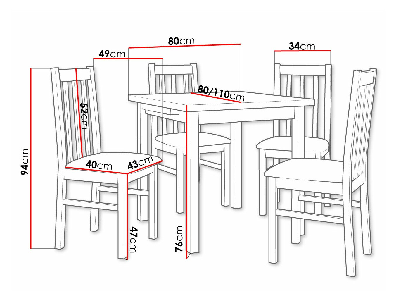 Eetkamerset Victorville 263 (Sonoma eik)