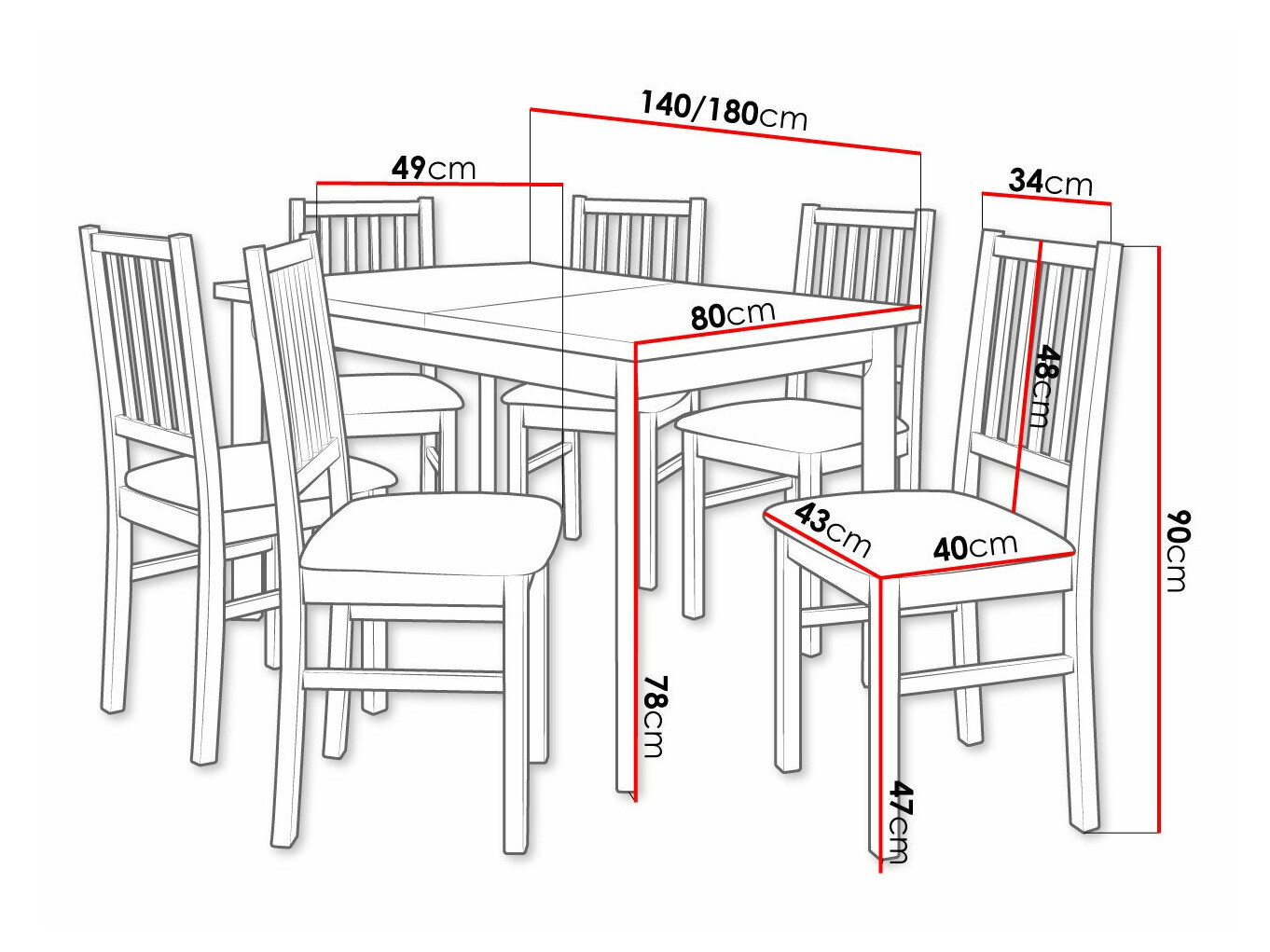 Eetkamerset Victorville 264 (Moer)