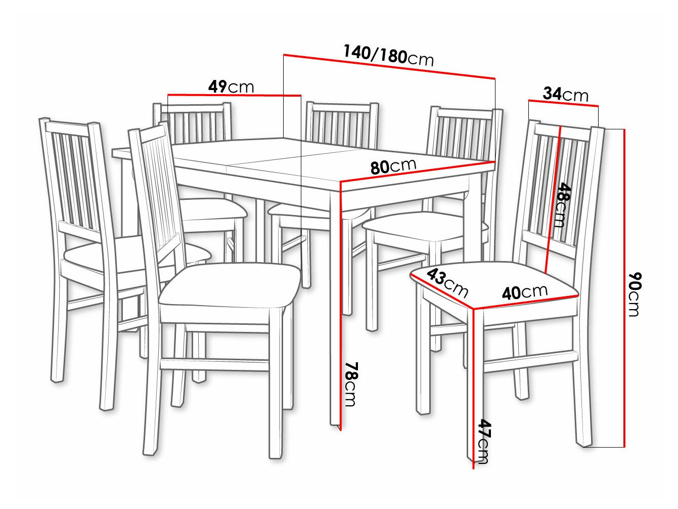 Eetkamerset Victorville 264 (Moer)