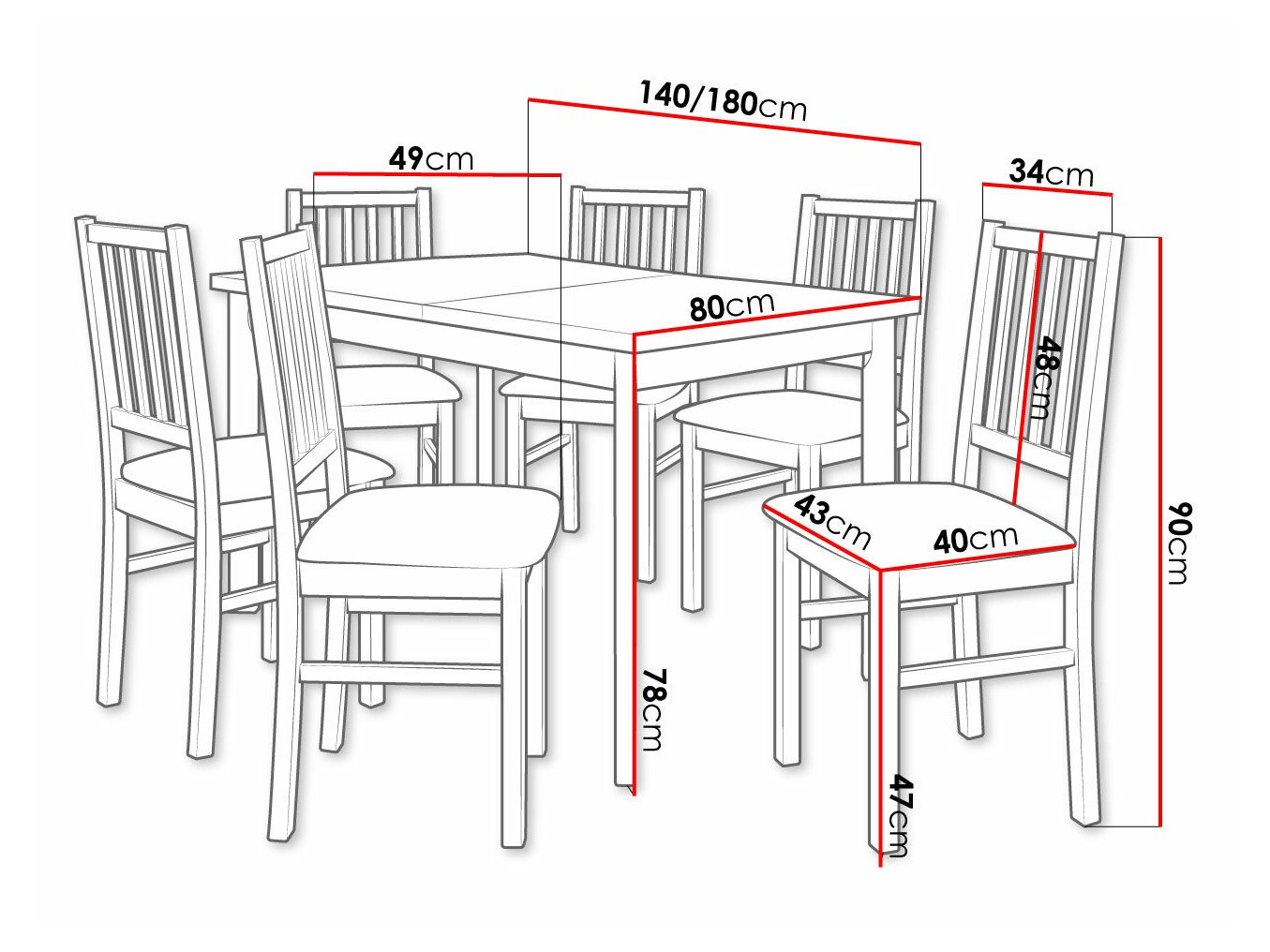Eetkamerset Victorville 264 (Sonoma eik)
