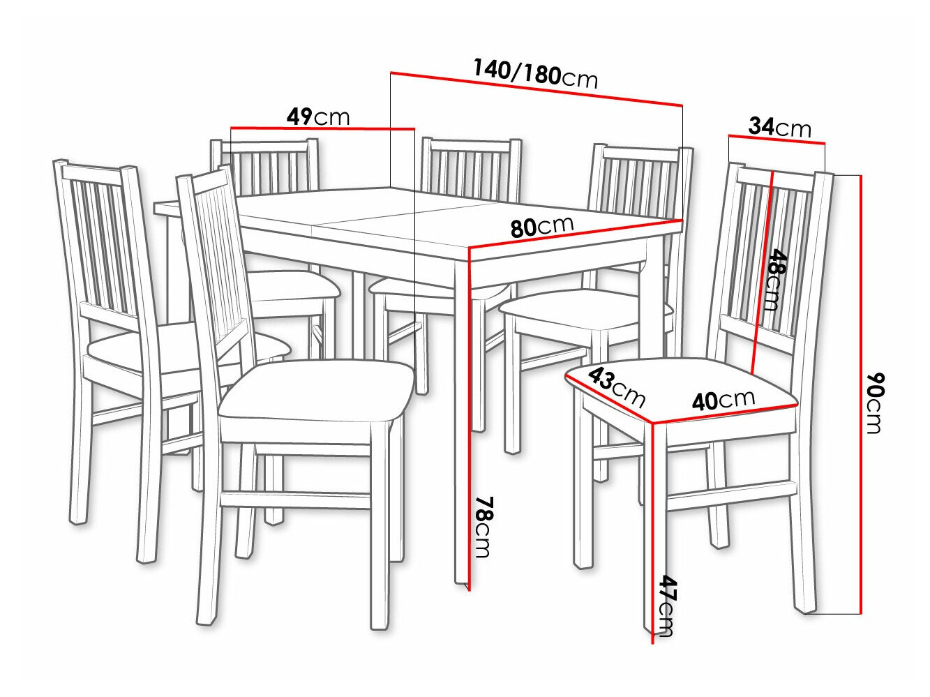 Eetkamerset Victorville 264 (Sonoma eik)