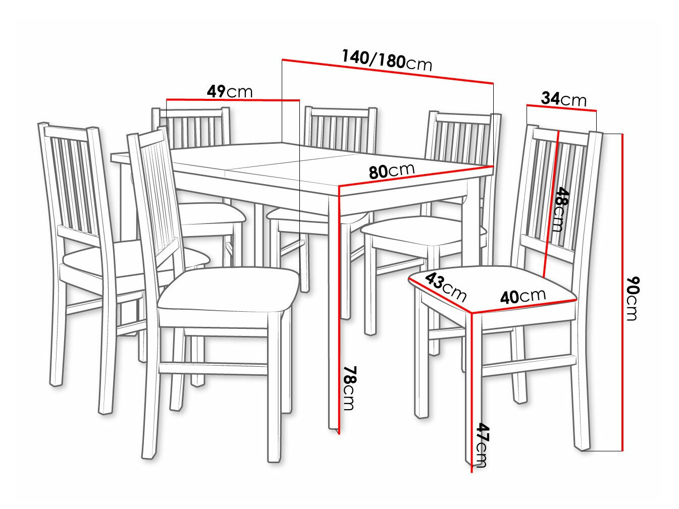 Eetkamerset Victorville 264 (Sonoma eik)