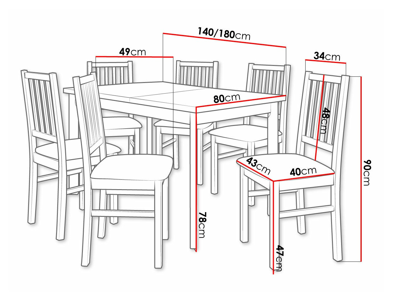 Eetkamerset Victorville 264 (Wit)