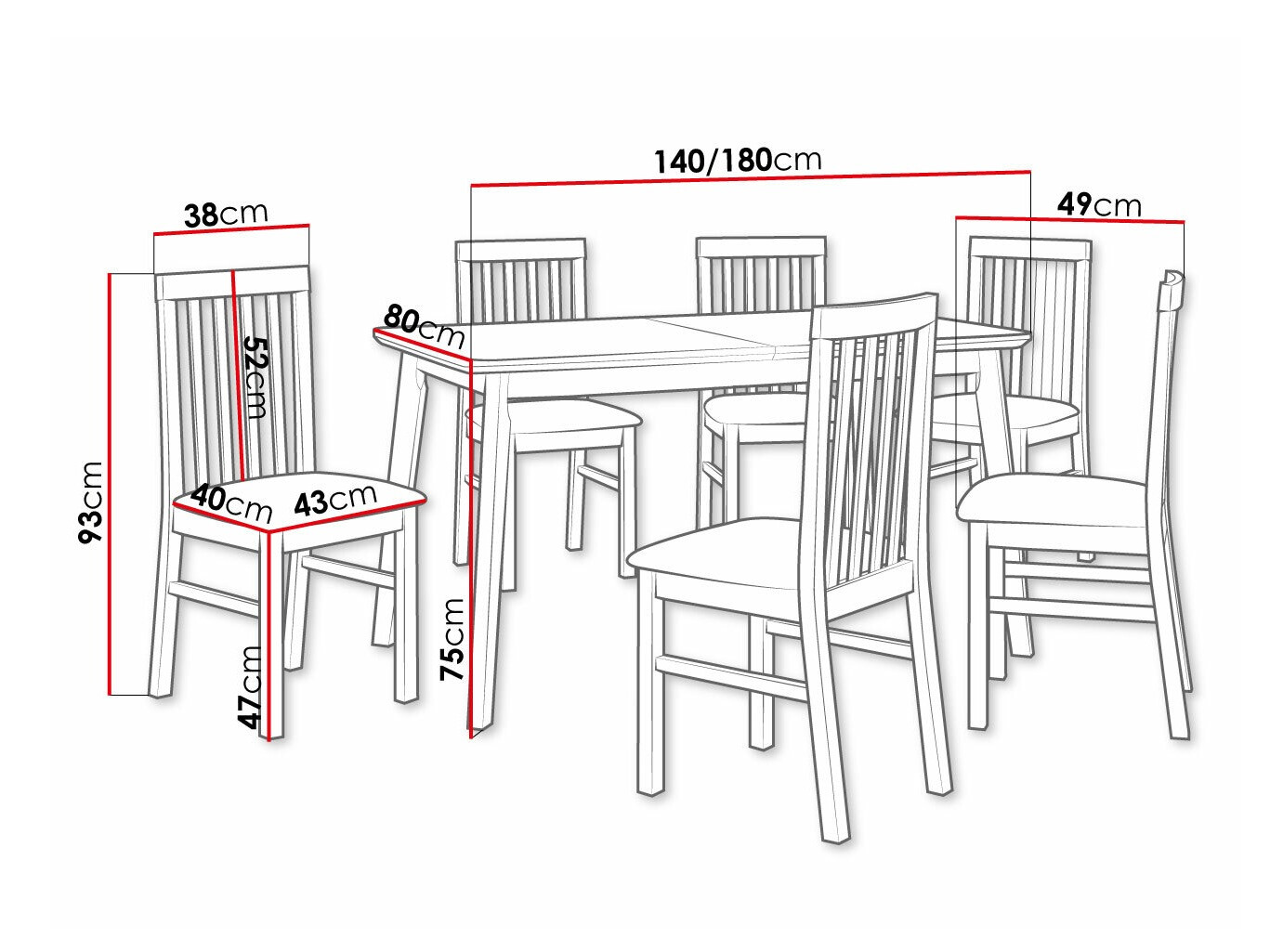 Eetkamerset Victorville 267 (Sonoma eik)