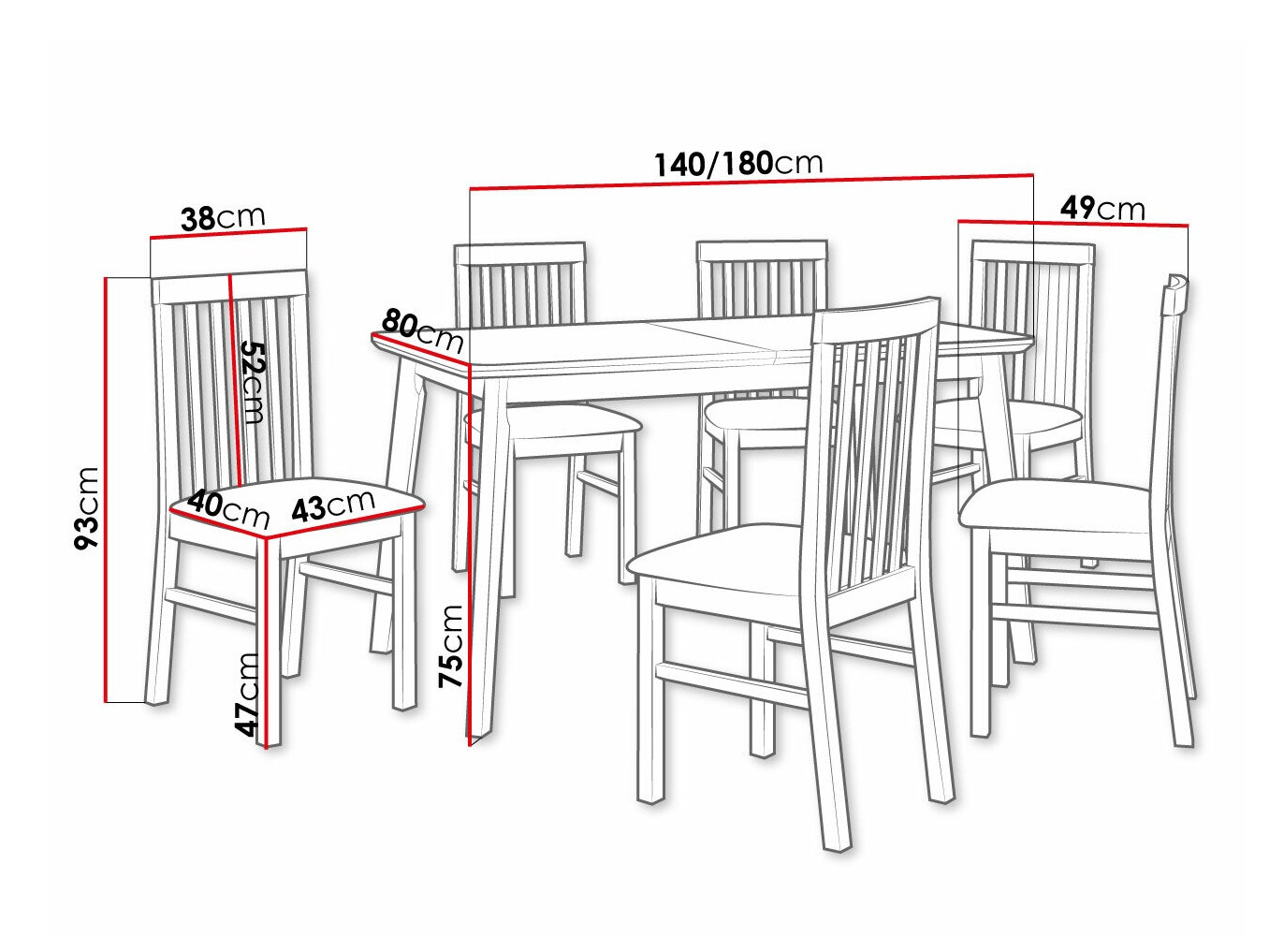 Eetkamerset Victorville 267 (Sonoma eik)