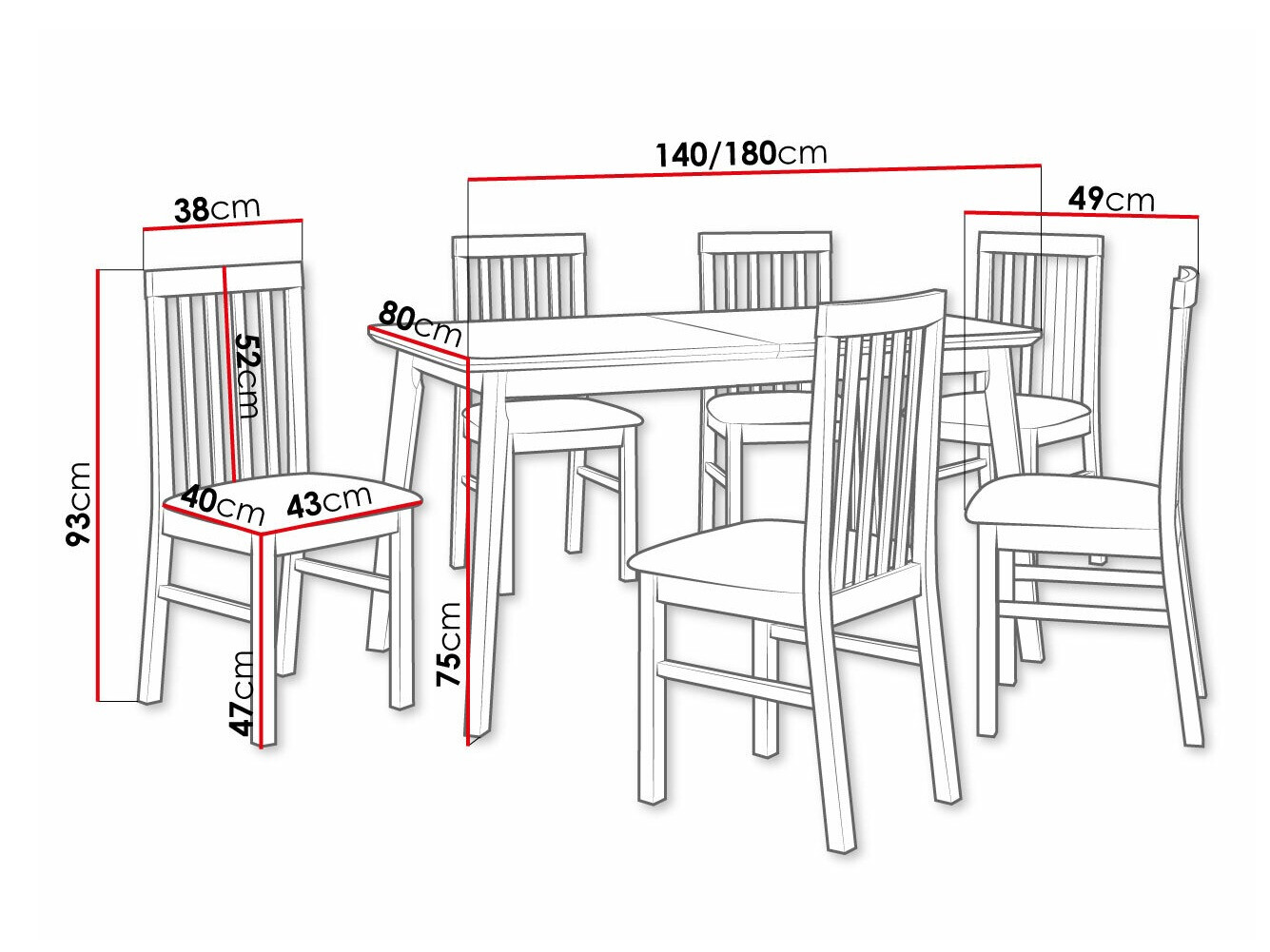 Eetkamerset Victorville 267 (Sonoma eik)