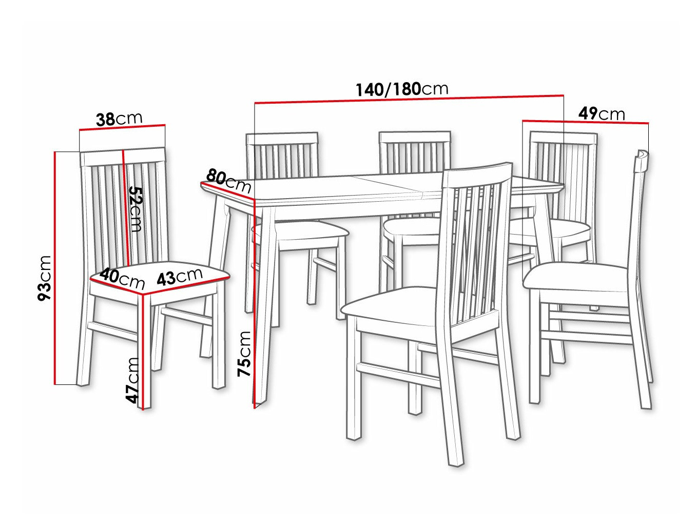 Eetkamerset Victorville 267 (Sonoma eik)