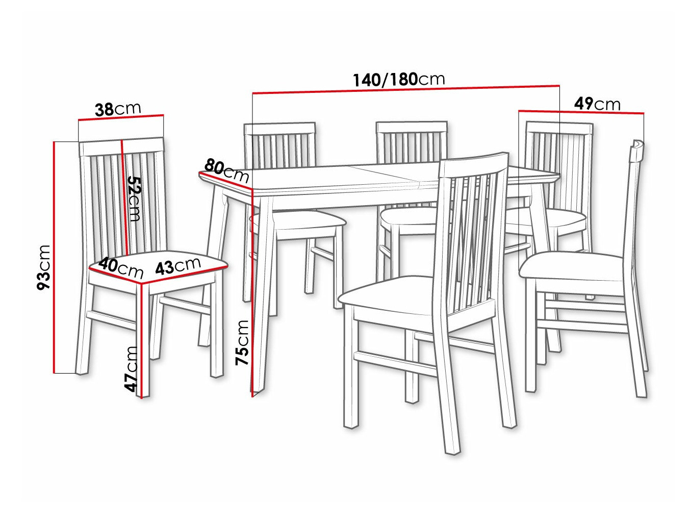 Eetkamerset Victorville 267 (Sonoma eik)