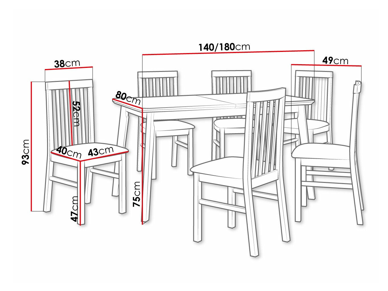 Eetkamerset Victorville 267 (Sonoma eik)