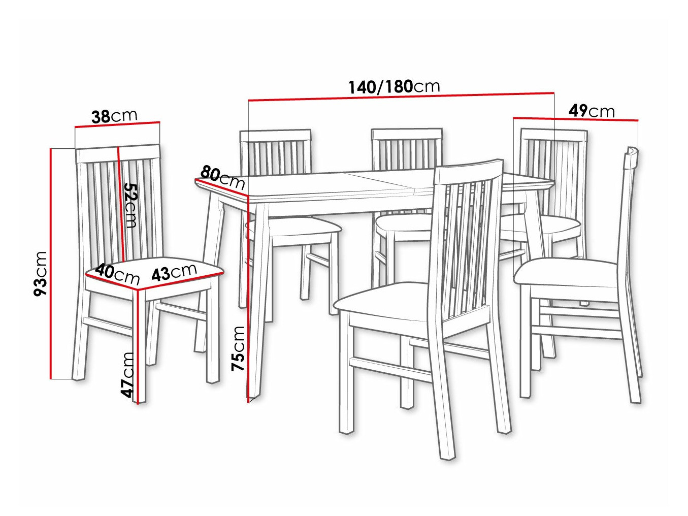 Eetkamerset Victorville 267 (Sonoma eik)