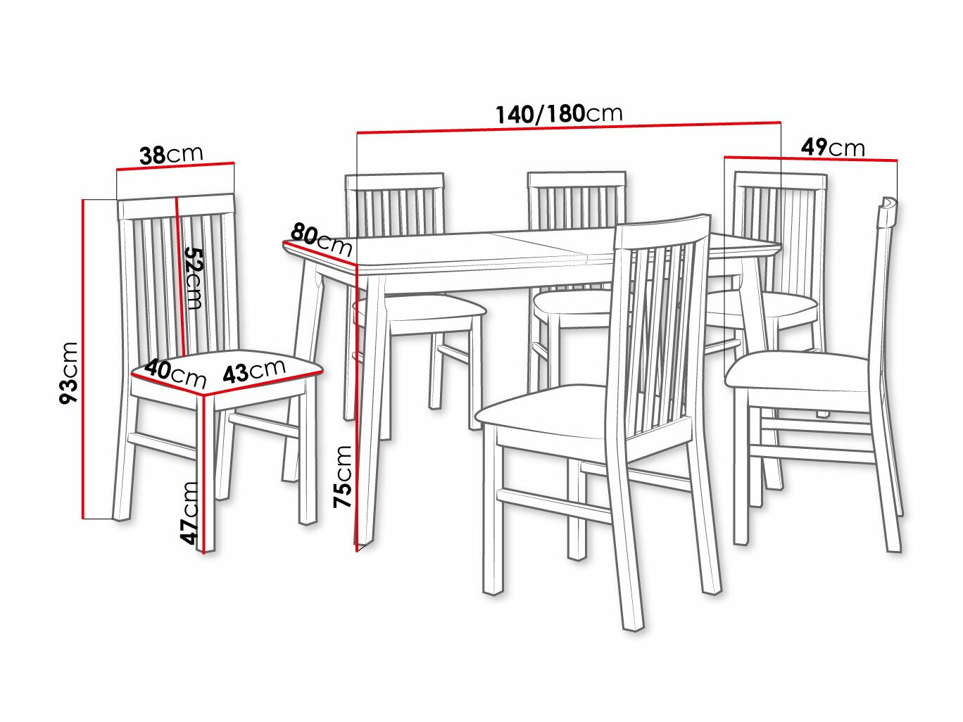 Eetkamerset Victorville 267 (Wit)