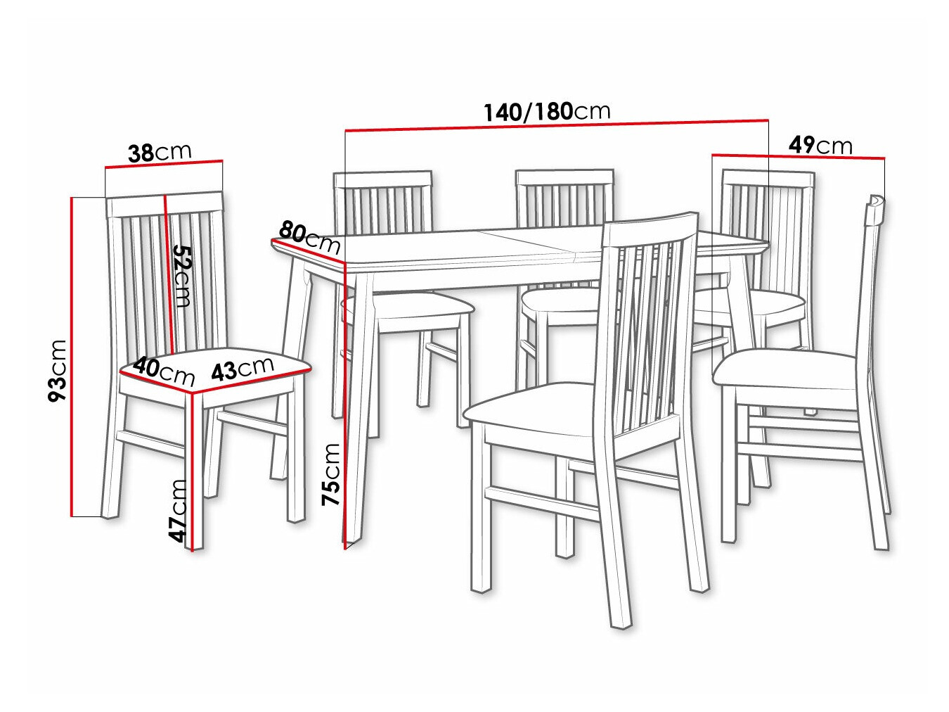 Eetkamerset Victorville 267 (Wit)