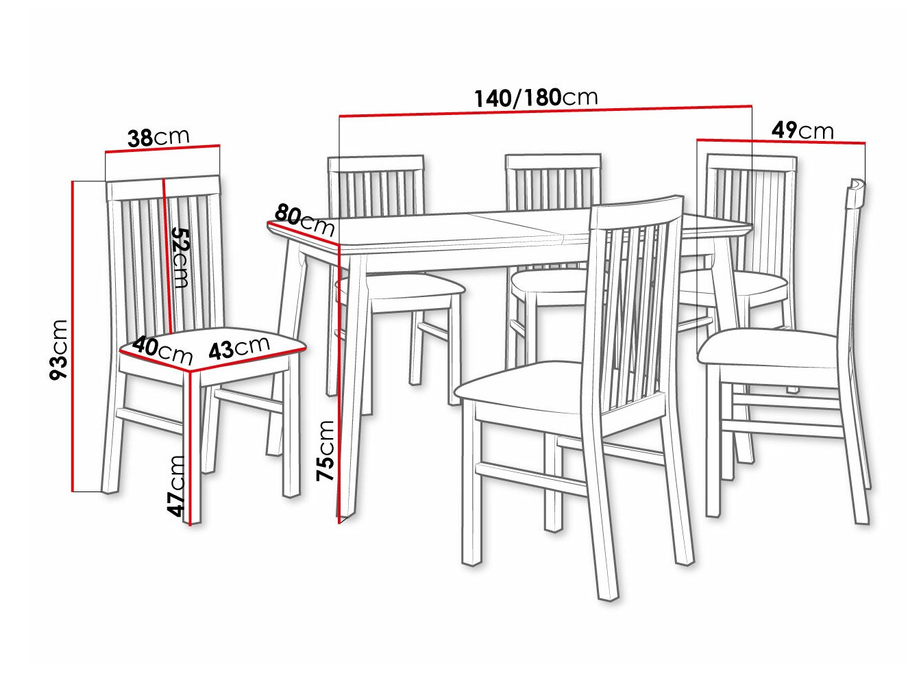 Eetkamerset Victorville 267 (Wit)