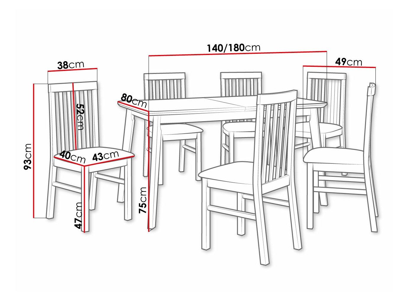 Eetkamerset Victorville 267 (Wit)