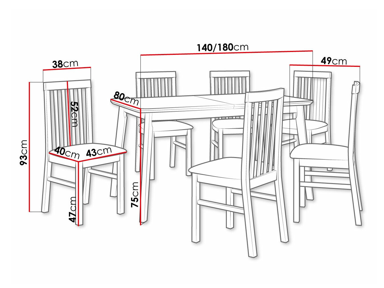 Eetkamerset Victorville 267 (Wit)