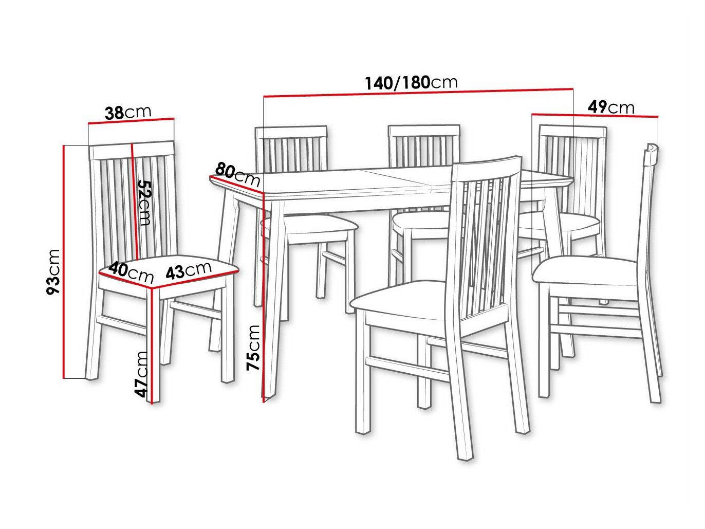 Eetkamerset Victorville 267 (Zwart)