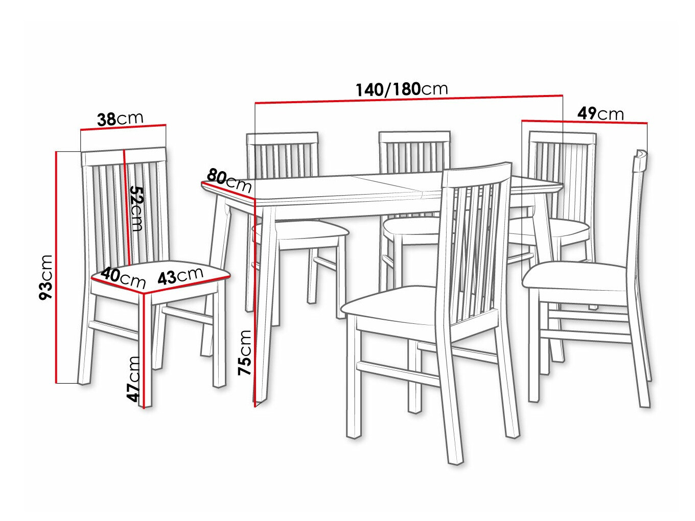 Eetkamerset Victorville 267 (Zwart)