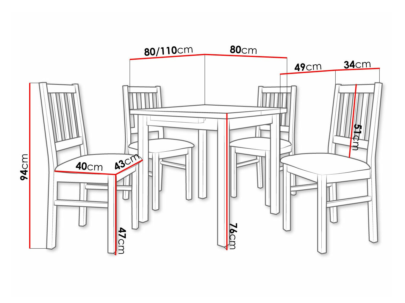 Eetkamerset Victorville 275 (Moer)