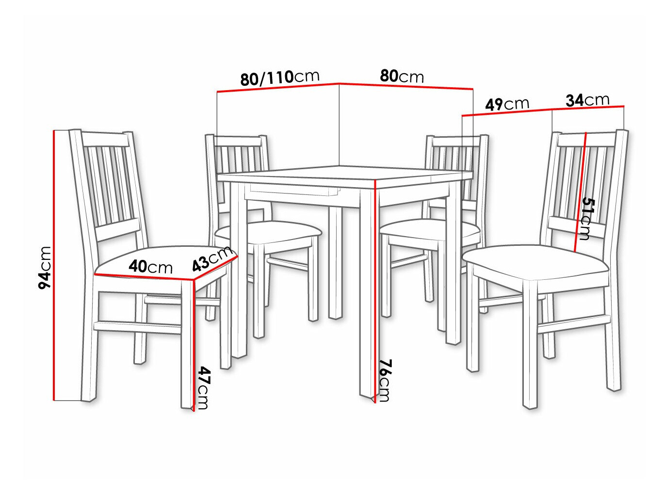 Eetkamerset Victorville 275 (Moer)