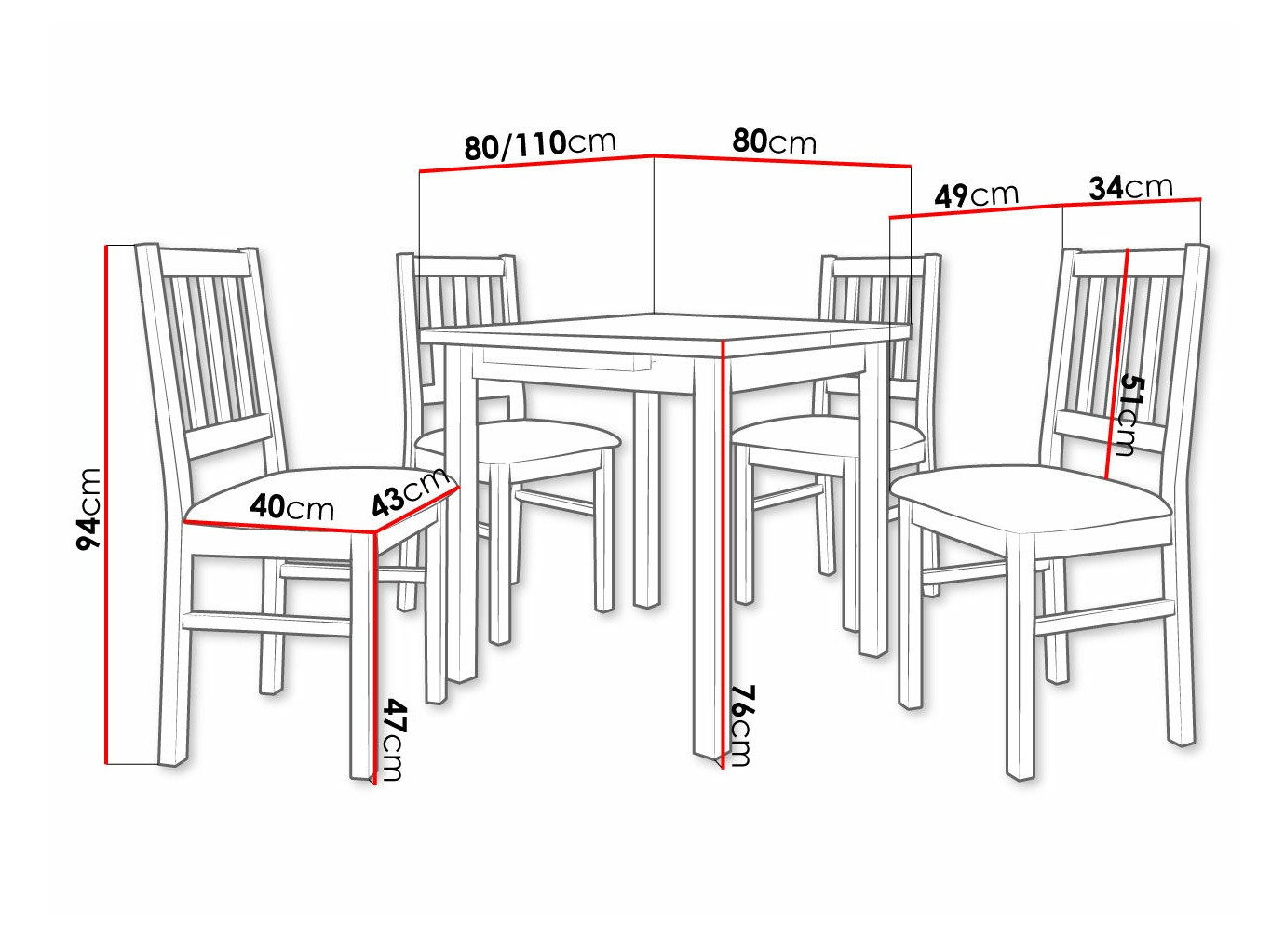 Eetkamerset Victorville 275 (Moer)