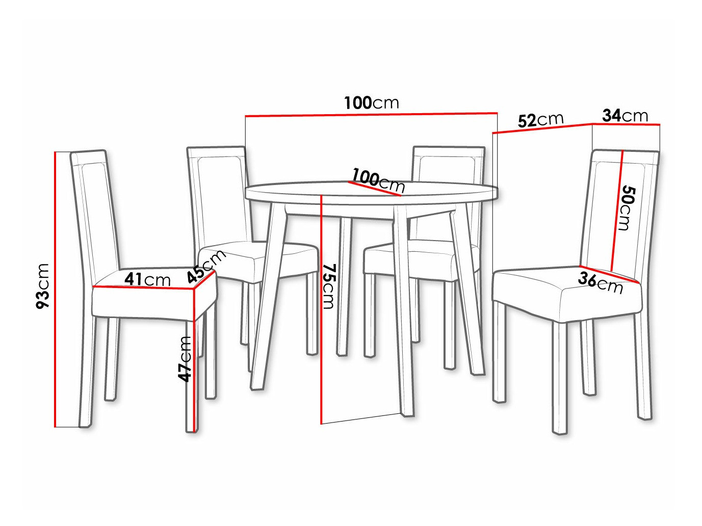 Eetkamerset Victorville 304 (Wit)