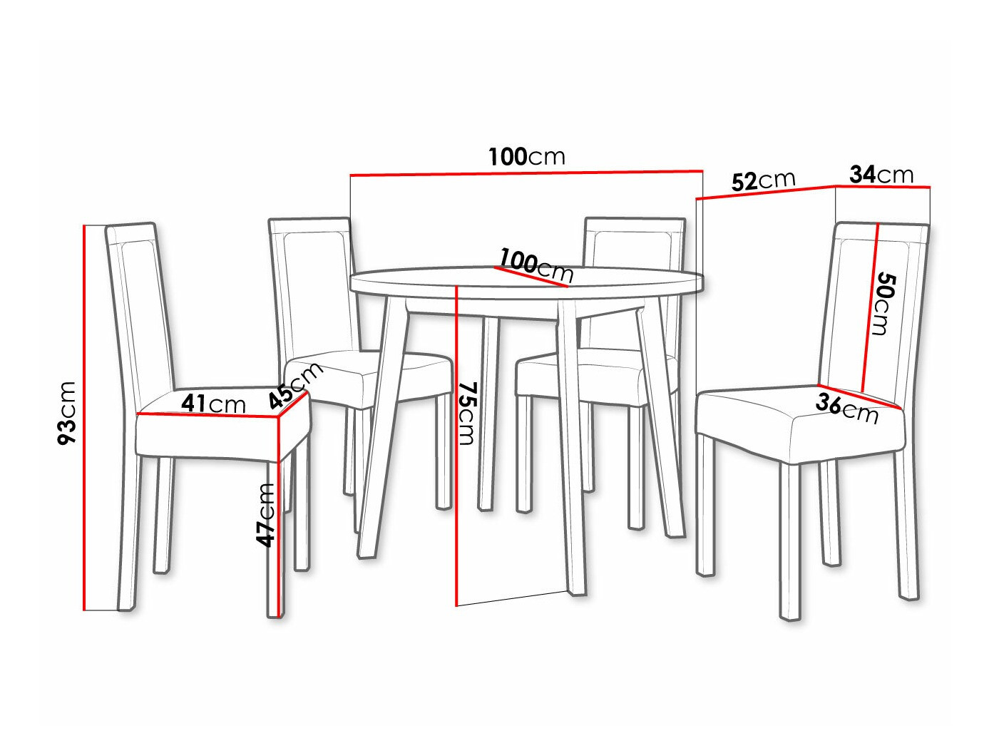 Eetkamerset Victorville 304 (Wit)