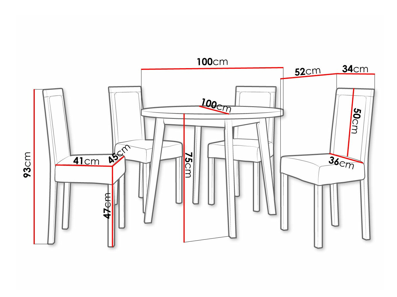 Eetkamerset Victorville 304 (Wit)