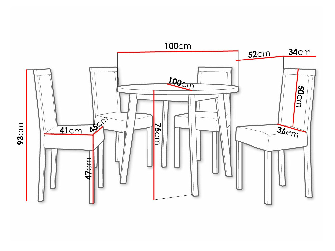 Eetkamerset Victorville 304 (Wit)