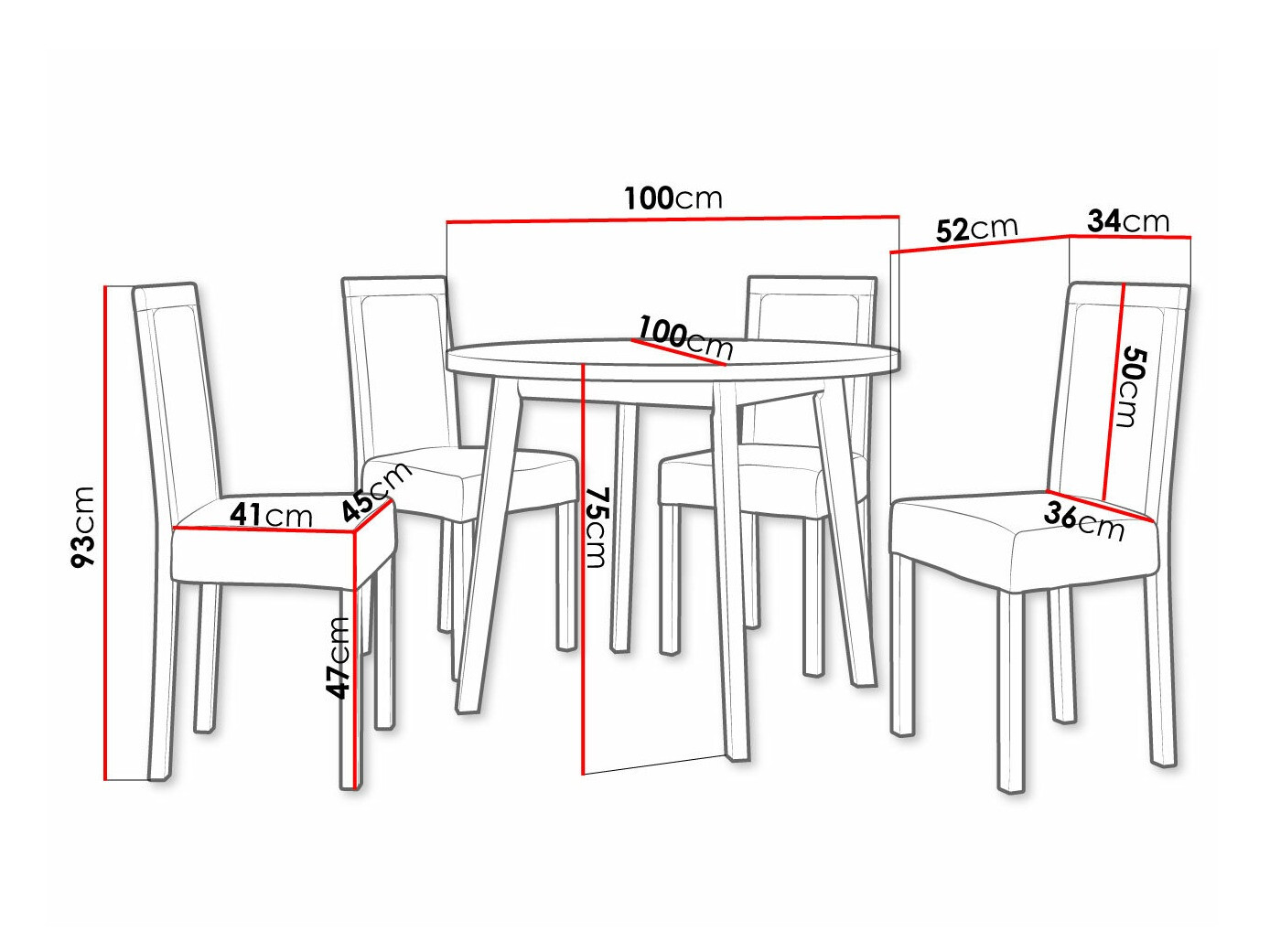 Eetkamerset Victorville 306 (Wit)