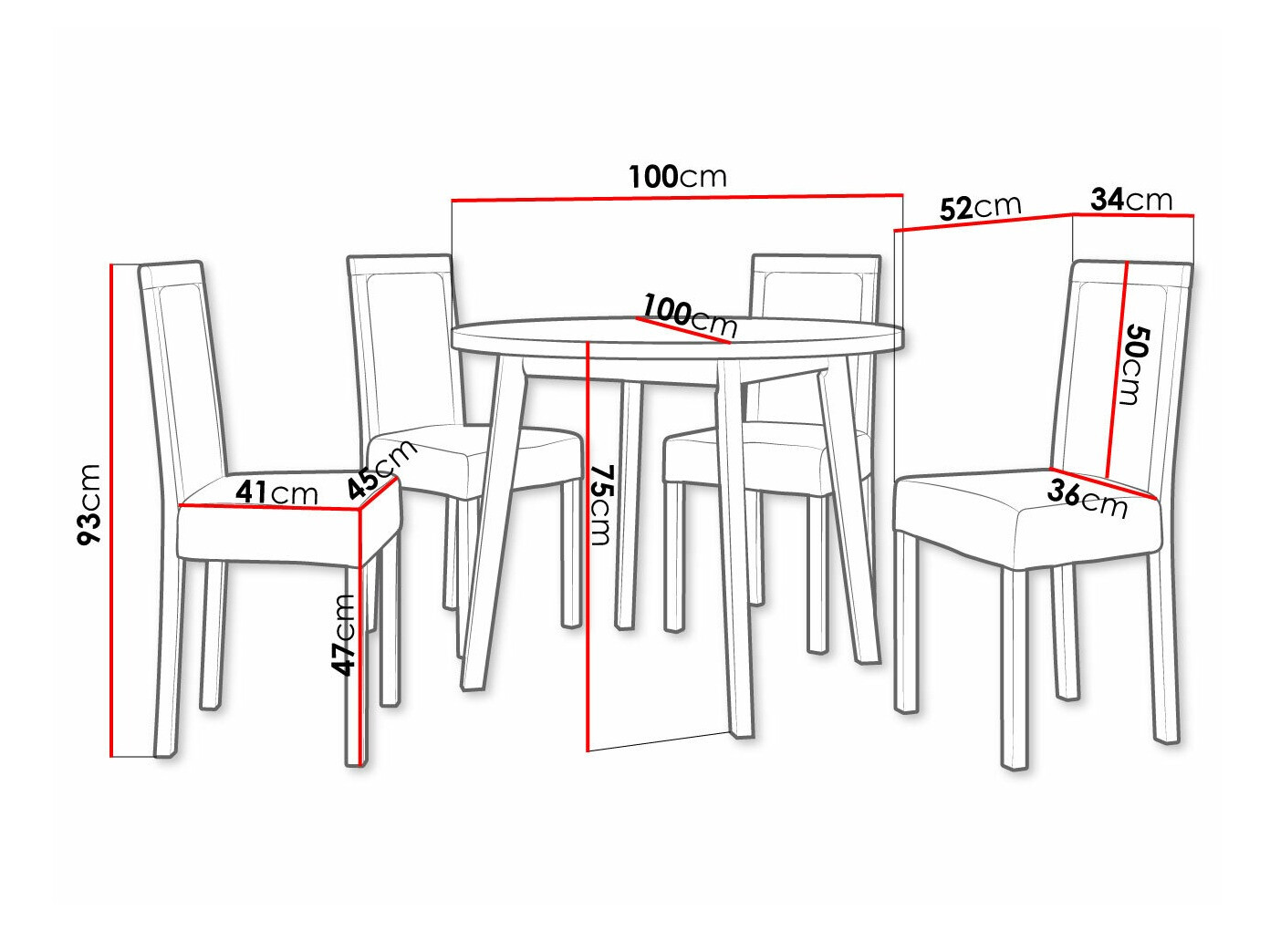 Eetkamerset Victorville 306 (Wit)