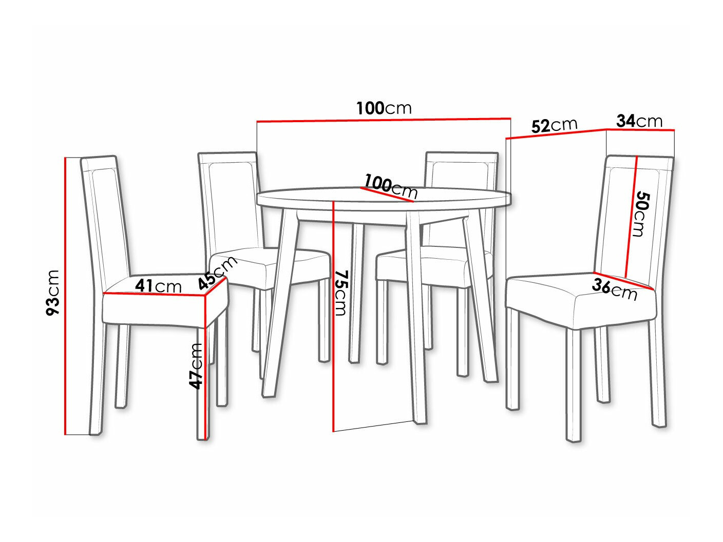 Eetkamerset Victorville 306 (Wit)